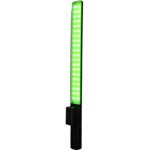 Image of a Savage Light wand in a vertical position with a green leds lights against a white background