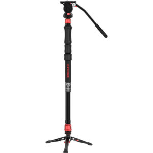 A sleek, black iFootage Cobra 3 carbon fiber monopod standing upright on its low-profile tripod base against a plain white background.