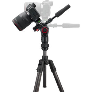The Manfrotto Befree 3-Way Live Advanced Tripod fully deployed with its three collapsible control handles extended.
